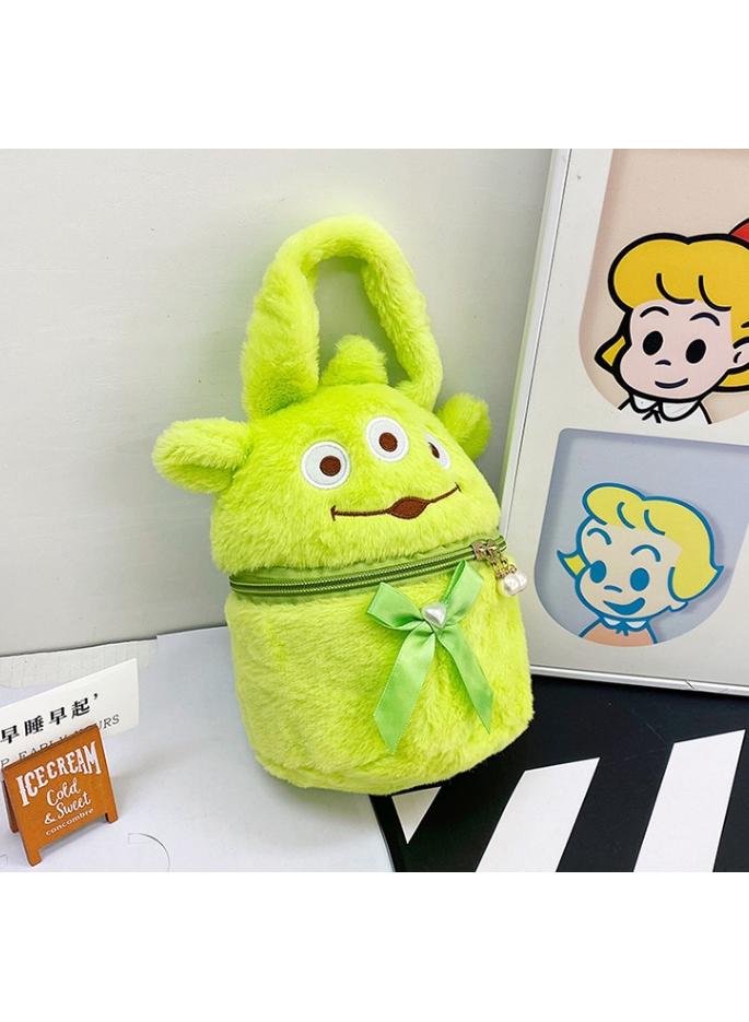 Cute Plush Makeup Bag handbag  Open Flat Travel Toiletry Accessories Organizer Cosmetic Pouch with Handle for Cosmetics Brushes Toiletry Jewelry  - Image 2