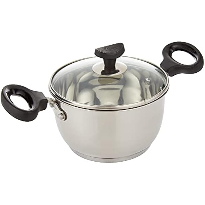 ريحني قاع SS حثي Caserole Dia 160 مم 17L مع غطاء زجاجي مقبض أسود من الباكليت على جانبين Csi003 Cylcsi003Mur - Image 1