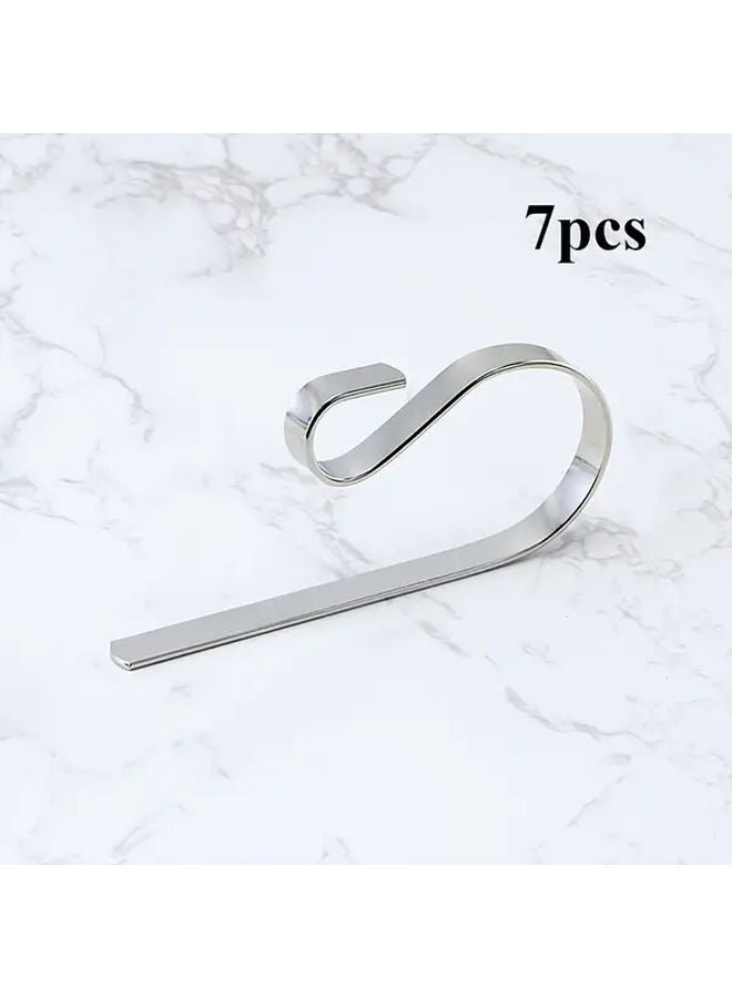 7Pcs Silvery Adjustable Christmas Stocking Holders Iron Mantel Hook Hangers Non Slip Fireplace Decor - Image 1