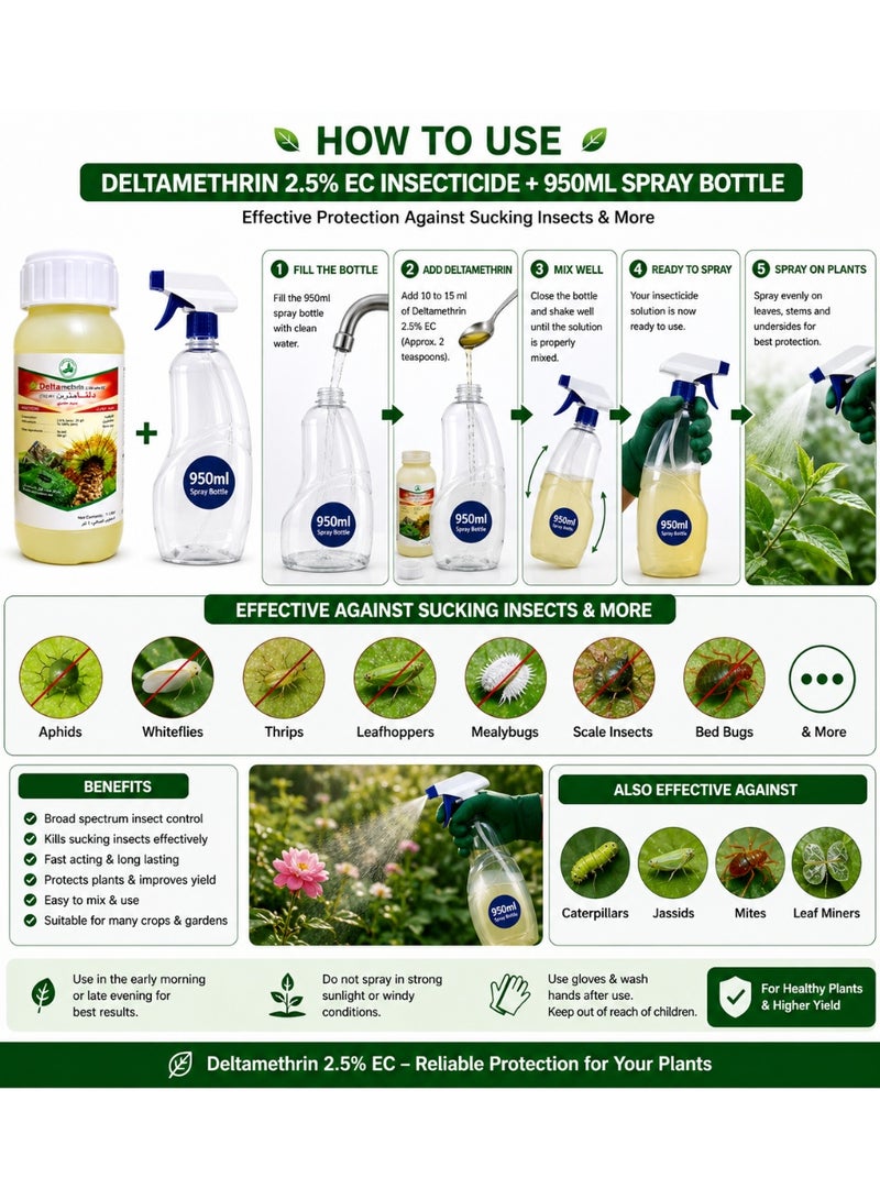 VAPCO Deltamethrin Insecticide 250ml + 950ml Refillable Spray Bottle – Broad-Spectrum Garden & Agricultural Pest Control - Image 2