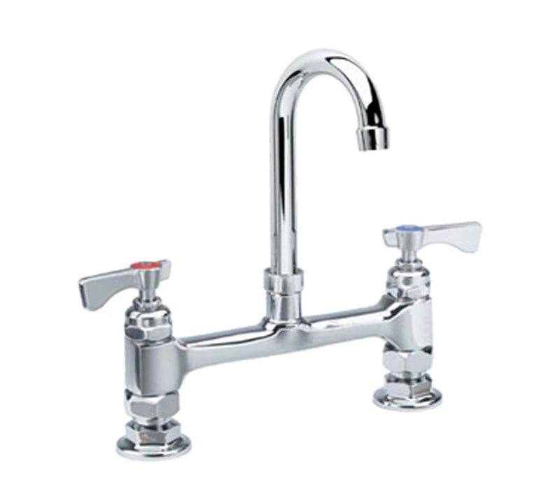 Krowne 15801L Krowne Royal Series Faucet Deck Mount 8 Centers 6 gooseneck spout 14 Turn Ceramic Cartridge Valve Low Lead Compliant NSF