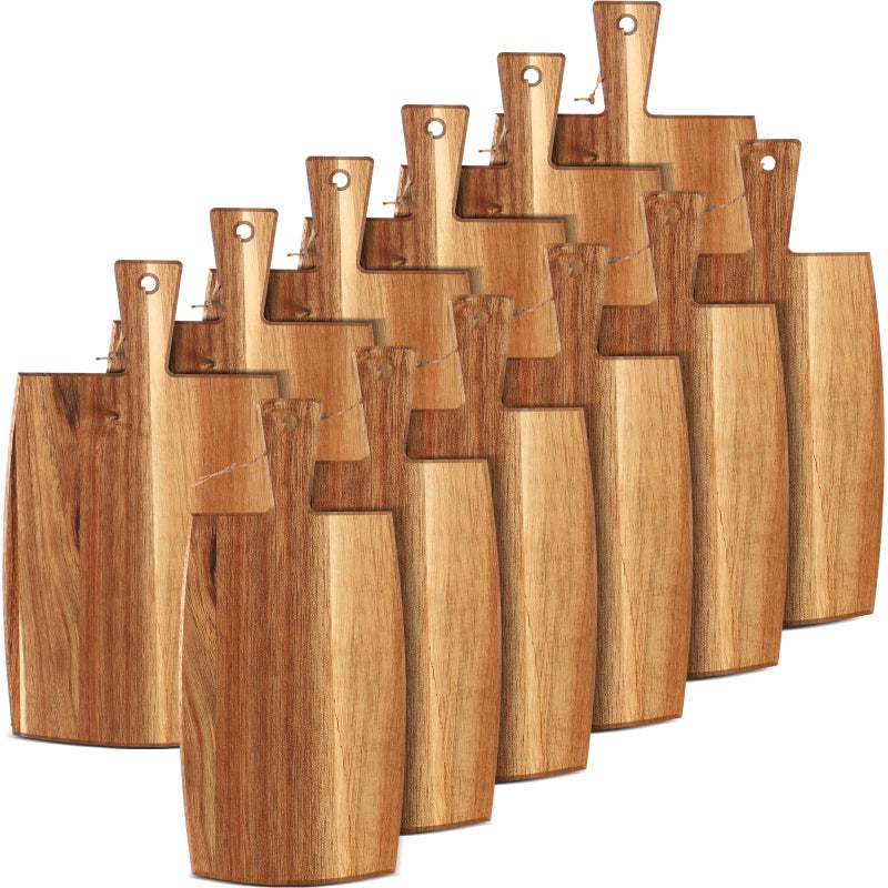 Layhit Layhit 12 Pcs Bulk Wood Acacia Cutting Board Charcuterie Board with Handle Laser Engraving for Kitchen Chopping Cheese Mothers Day Wedding Housewarming Gift2 Siizes 