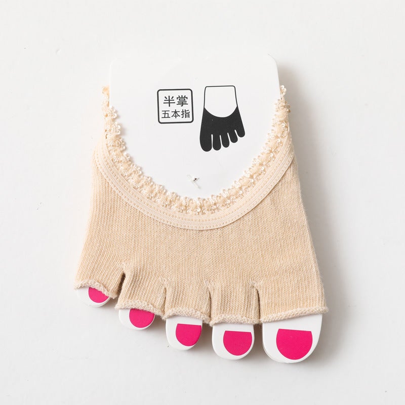 Half-palm socks womens boat socks cotton summer five-finger socks with split toe shoes socks sole toe womens five-toe socks womens socksLeaky Toe Skin Color Leaky Toe Skin Color