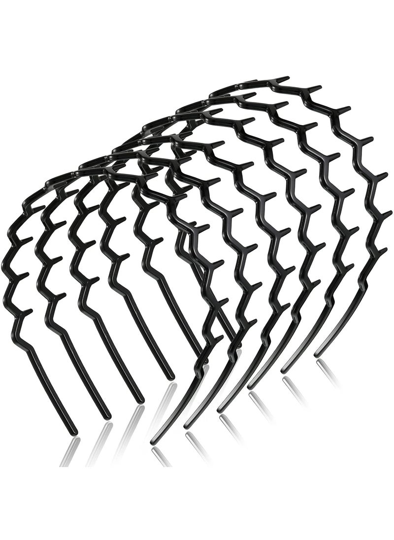 Chuangdi Chuangdi 6 Pieces Zigzag Headband Plastic Shark Tooth Hair Comb Hairband Zig Zag Headband Plastic Wavy teeth Hair Hoop Accessory for Women Lady GirlBlackFresh Style 