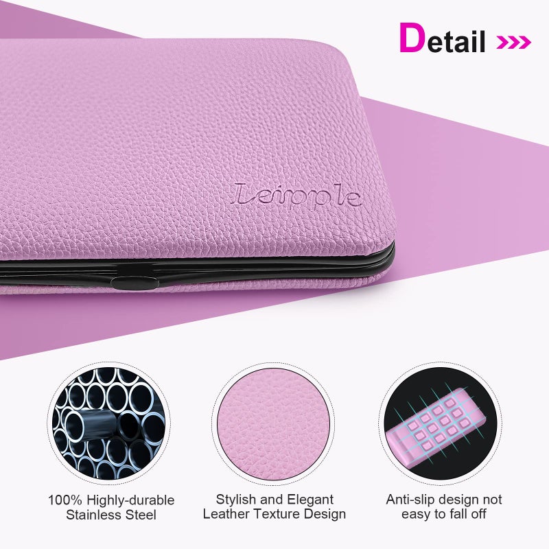 Leipple Manicure Set Professional Pedicure Kit Nail Clippers Kit - 18 pcs Nail Care Tools - Grooming Kit with Luxurious Upgraded Travel Case (Purple) - Image 5