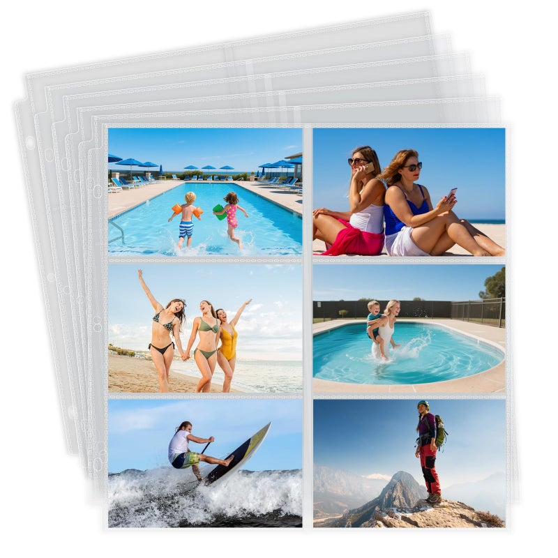 Zofly 20 Pack 4x6 Photo Album Refill Pages 12x12 240 Pockets DoubleSided Clear WaterDust Proof 3 Ring Binder Compatible