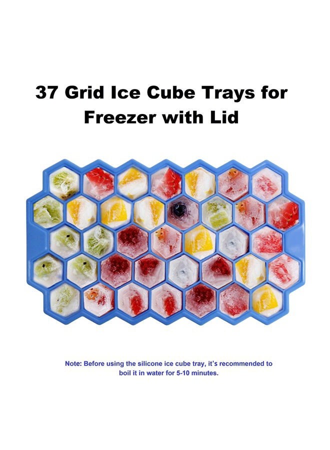 BIDFUL Ice Cube Trays for Freezer with Lid-37 Grid Silicone for Small Ice Cube Molds,Easy-Release Reusable in Organizer Bins or Ice Bucket for Cocktail bar or Iced Coffee Cup - Image 3