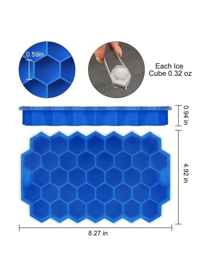 BIDFUL Ice Cube Trays for Freezer with Lid-37 Grid Silicone for Small Ice Cube Molds,Easy-Release Reusable in Organizer Bins or Ice Bucket for Cocktail bar or Iced Coffee Cup - Image 2