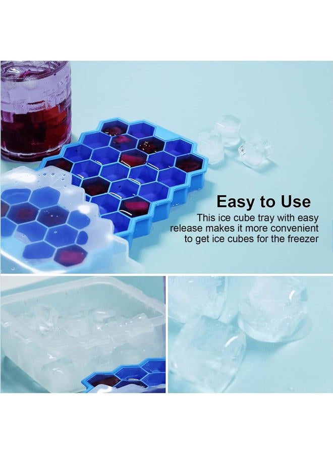 BIDFUL Ice Cube Trays for Freezer with Lid-37 Grid Silicone for Small Ice Cube Molds,Easy-Release Reusable in Organizer Bins or Ice Bucket for Cocktail bar or Iced Coffee Cup - Image 4