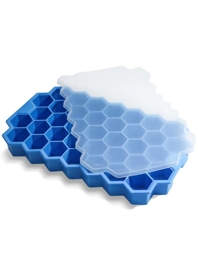 BIDFUL Ice Cube Trays for Freezer with Lid-37 Grid Silicone for Small Ice Cube Molds,Easy-Release Reusable in Organizer Bins or Ice Bucket for Cocktail bar or Iced Coffee Cup - Image 1