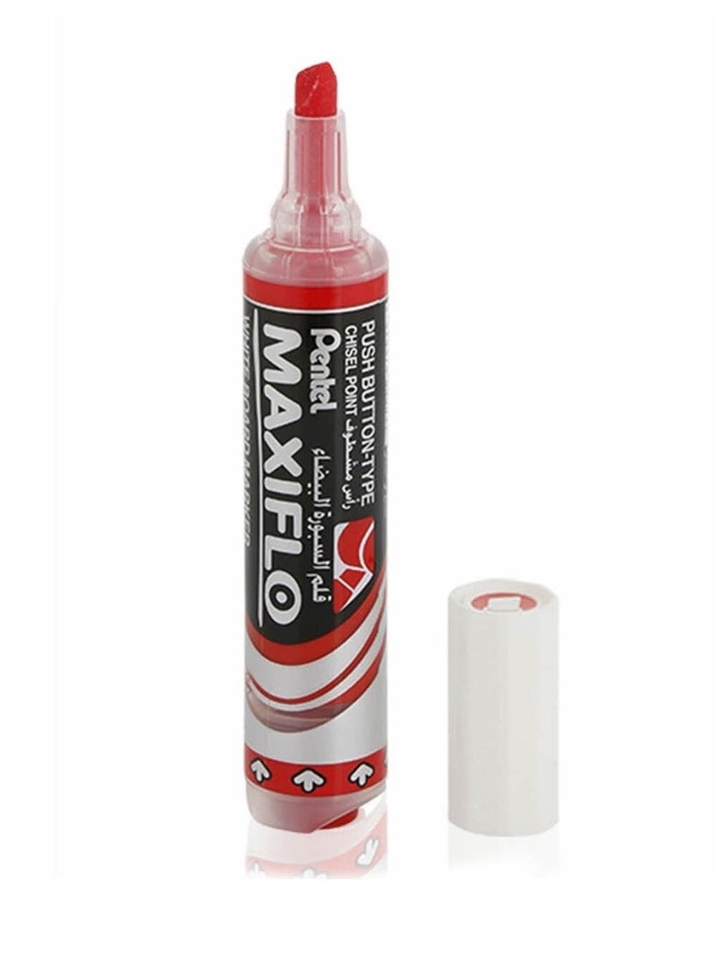 Pentel علامة سبورة ماكسي فلو بيضاء 3 قطع طرف مائل حبر أحمر - Image 2
