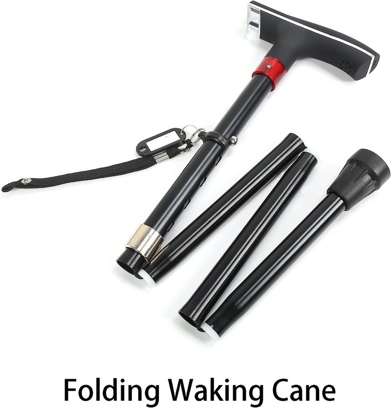 klarako Walking Cane, Foldable Cane Folding Walking Cane with Light, Lightweight Adjustable Elderly Hand Walking Standing Non-Slip Stick for Elderly Men and Women - Image 3