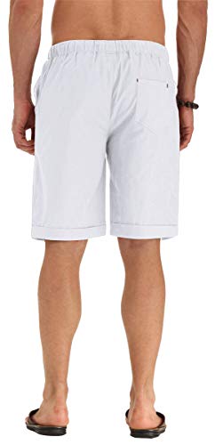 NITAGUT Men's Linen Casual Classic Fit Short (3XL, 03White) - Image 5