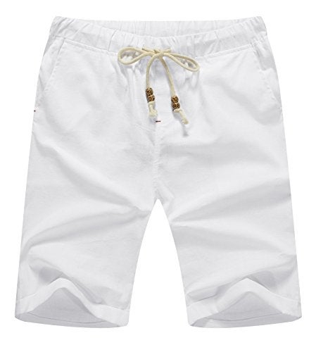 NITAGUT Men's Linen Casual Classic Fit Short (3XL, 03White) - Image 2