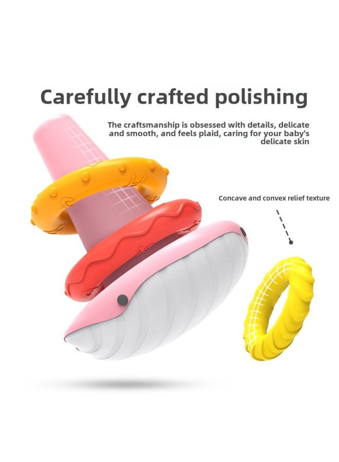 Baby Stacking Music Rainbow Tower Young Children 0-2 Years Old Early Education Enlightenment Educational Toys Tumbler Stacking Circle-Color:Whale Ring-pink (my432527）  - Image 5