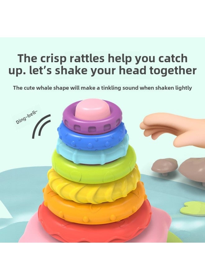 Baby Stacking Music Rainbow Tower Young Children 0-2 Years Old Early Education Enlightenment Educational Toys Tumbler Stacking Circle-Color:Whale Ring-pink (my432527）  - Image 3