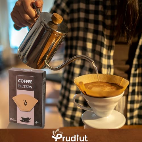 Prudiut 200 Count #4 Cone Coffee Filters 8-12 Cups, Disposable Coffee Filters 4 Cone Paper Unbleached Natural 4 Filters Paper Compatible with Ninja, Drip and Pour Over Coffee Maker - Image 5