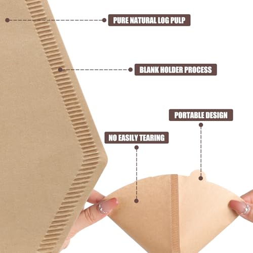 Prudiut 200 Count #4 Cone Coffee Filters 8-12 Cups, Disposable Coffee Filters 4 Cone Paper Unbleached Natural 4 Filters Paper Compatible with Ninja, Drip and Pour Over Coffee Maker - Image 3