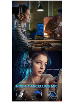 CARONIC Gaming Headset For PS4 PC Xbox One Controller Noise Cancelling Over Ear Headphones With Mic LED Light Bass Surround Soft Earmuffs For Laptop Mac Nintendo Switch Games  - Image 5