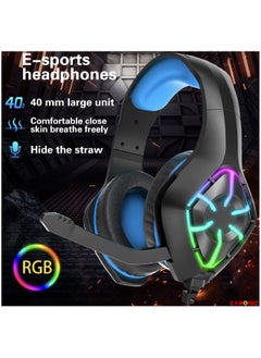 CARONIC Gaming Headset For PS4 PC Xbox One Controller Noise Cancelling Over Ear Headphones With Mic LED Light Bass Surround Soft Earmuffs For Laptop Mac Nintendo Switch Games  - Image 2