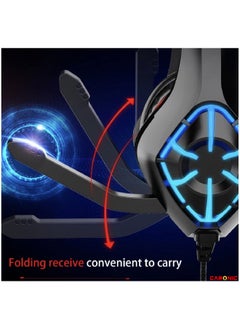 CARONIC Gaming Headset For PS4 PC Xbox One Controller Noise Cancelling Over Ear Headphones With Mic LED Light Bass Surround Soft Earmuffs For Laptop Mac Nintendo Switch Games  - Image 3