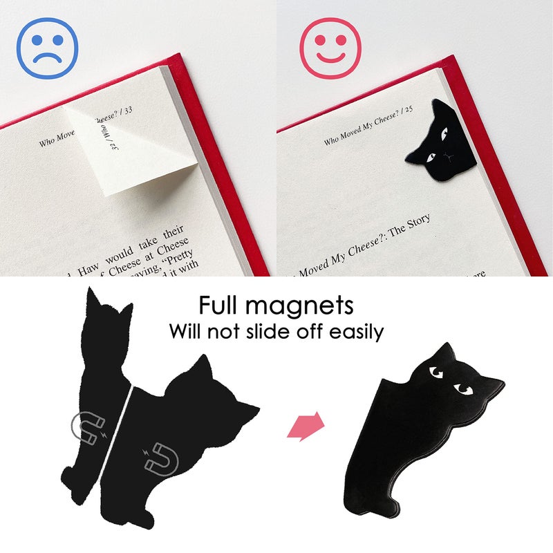 yasest Magnetic Bookmarks - 6 Pieces Assorted Cute Book Markers Clip Set for Teachers Students Book Lovers Reading, for School Office Home Supplies, Kawaii Cat Magnet Page Markers - Image 2