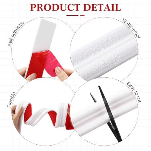 Innconee 32.8ft x 1.6 Inch Flexible Peel and Stick Molding Trim for Wall, Baseboard, Backsplash, Tile Edge, Chair Rail, Mirror-self Adhesive Moulding Trim for Bathroom Wall Door Floor Window, White - Image 3