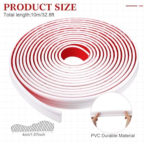 Innconee 32.8ft x 1.6 Inch Flexible Peel and Stick Molding Trim for Wall, Baseboard, Backsplash, Tile Edge, Chair Rail, Mirror-self Adhesive Moulding Trim for Bathroom Wall Door Floor Window, White - Image 2