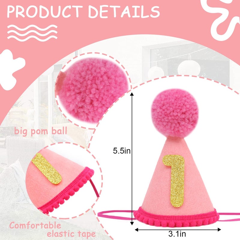 LINGANA Pet Birthday Hat with Interchangeable Numbers 1-10 | Adjustable Pet Party Cone Hat for Dogs & Cats | Puppy Birthday Photo Props for 1st to 10th Birthday Celebrations (Pink Birthday Pet Hat) - Image 2