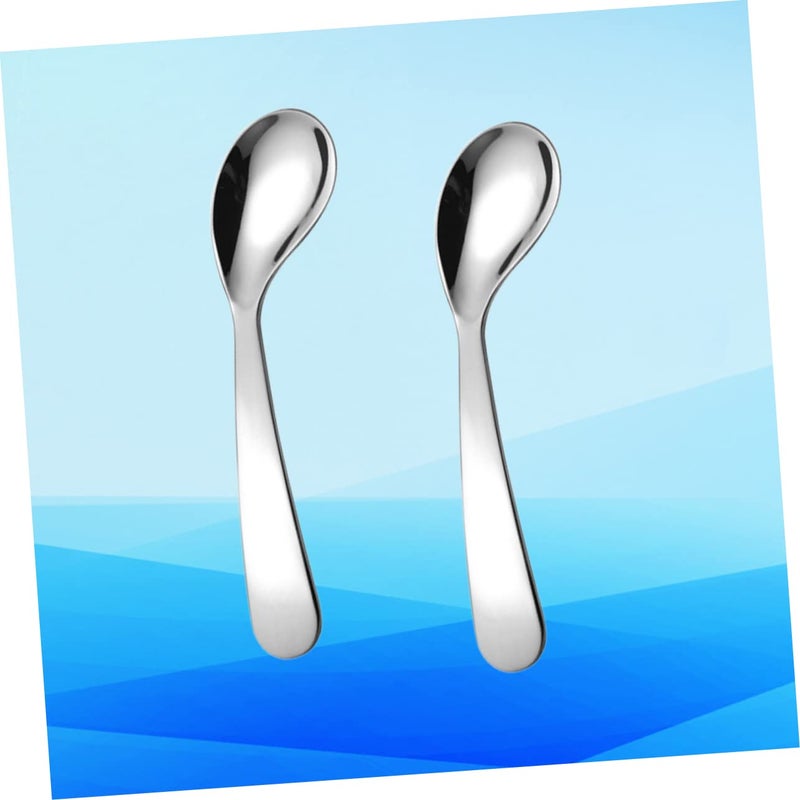 2 Pcs Baby Self Feeding Spoons Bending Design Soft Safe Smooth Edges Mealtime Practice - Image 3