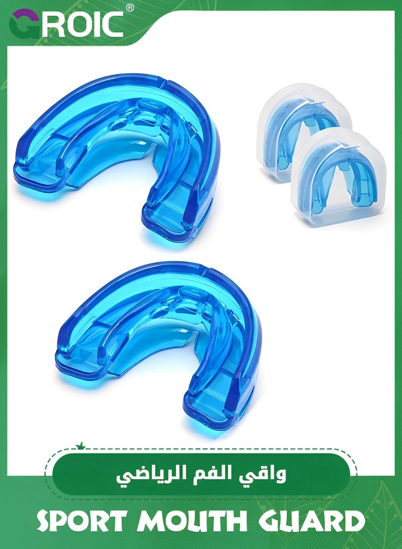 GROIC 2 Pack Silicone Mouthguards with Case, Sport Mouth Guards Mouthguard Gum Guard, Mouthguard Slim Fit for Boxing, Basketball, Hockey, Soccer  - Image 1