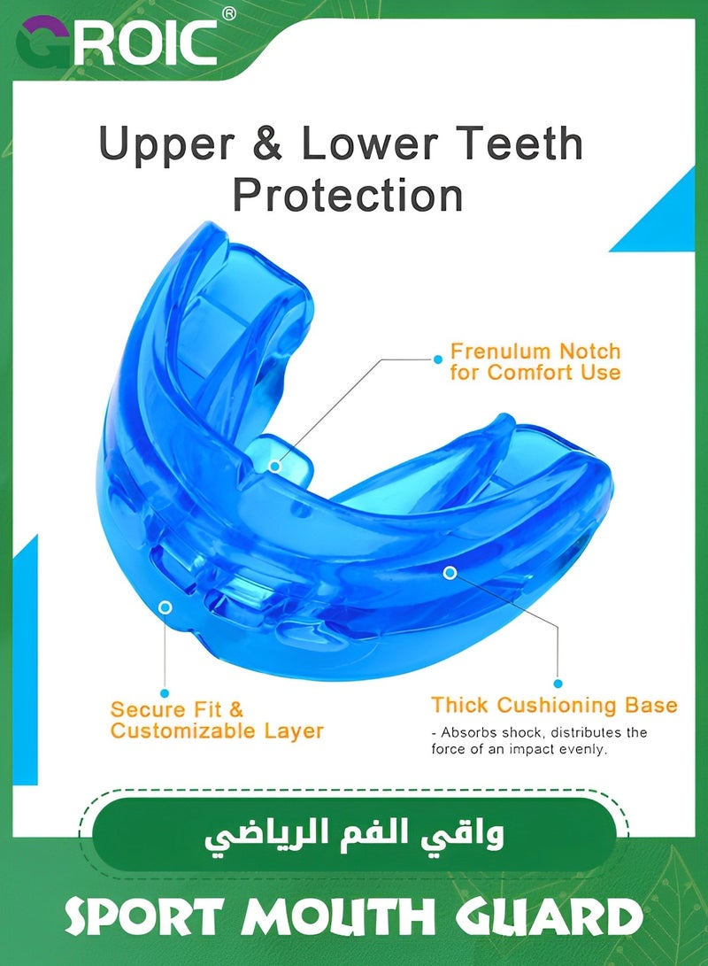 GROIC 2 Pack Silicone Mouthguards with Case, Sport Mouth Guards Mouthguard Gum Guard, Mouthguard Slim Fit for Boxing, Basketball, Hockey, Soccer  - Image 3
