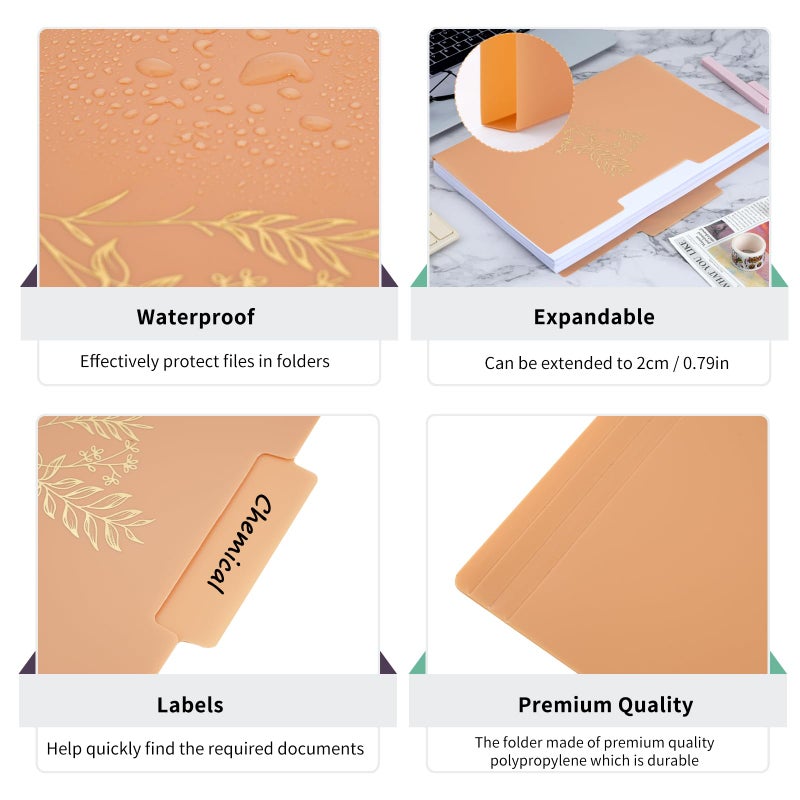 EOOUT 18 Pack Decorative File Folders Plastic Floral Colored Folders with Gold Foil Vintage 8.6 x 11.6 Inch 1/3 Cut Tab Letter Size for Office School Home - Image 4