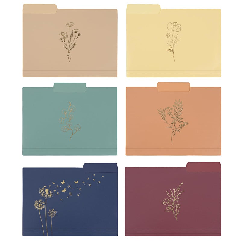EOOUT 18 Pack Decorative File Folders Plastic Floral Colored Folders with Gold Foil Vintage 8.6 x 11.6 Inch 1/3 Cut Tab Letter Size for Office School Home - Image 3