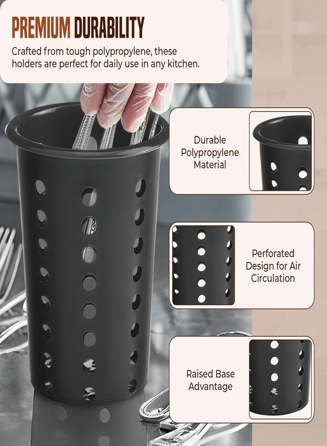 OCSParts OCS Parts Perforated Utensil Drying Cups | Black | Set of 3 | Plastic Flatware Holder Cylinders for Kitchen Counter Organization - Image 4