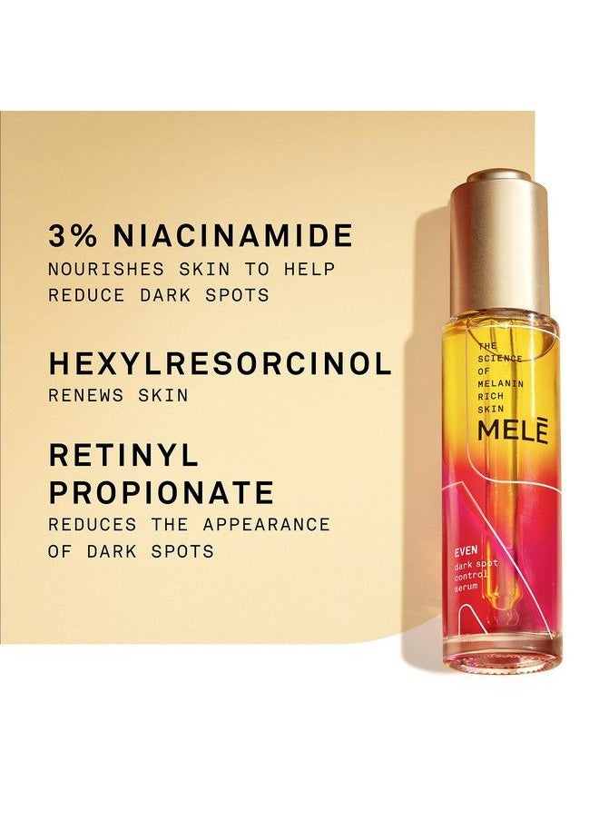 Mele Even Dark Spot Visibly Reduces Dark Spots Uneven Tone And Signs Of Aging Control Serum With Niacinamide Vitamin E And Proretinol 1 Oz  - Image 3