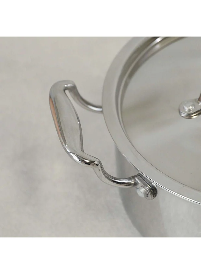 DANUBE HOME Celina Stainless Steel Casserole With Ss Lid 2.5Mm Stainless Steel Non-Stick Stockpot With Cover For Kitchen W20Xh10Cm - Silver