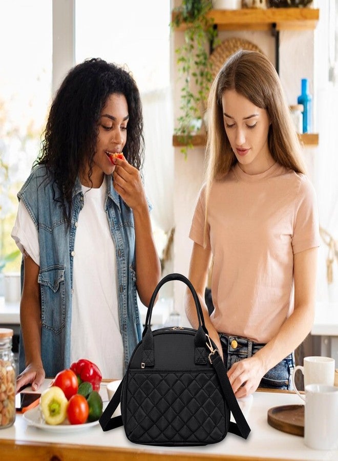 بي تووب حقيبة غداء BTOOP للنساء والرجال، حقيبة غداء معزولة، حقائب غداء حرارية لطيفة، حقيبة غداء مع حزام كتف قابل للتعديل، حقائب غداء مبطنة قابلة لإعادة الاستخدام، مقاومة للماء للسفر والعمل (أسود) - Image 5