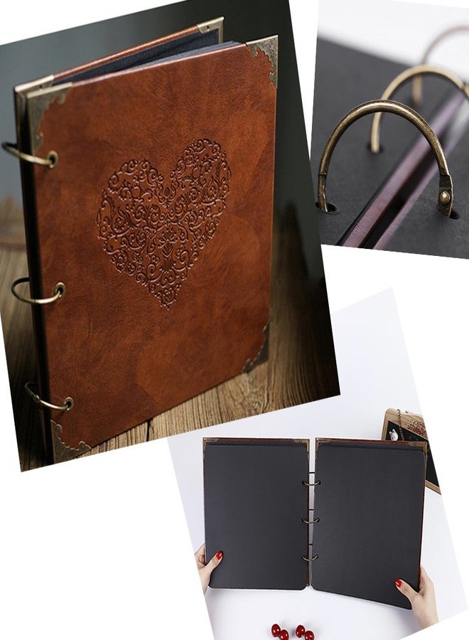 CenterZ Vintage Photo Album DIY Scrapbook - 10x10 inch 50 Pages Double Sided, PU Leather Cover Three-Ring Binder Picture Booth Albums with 6 Colors 306pcs Self Adhesive Photos Corners for Memory Keep - Image 2