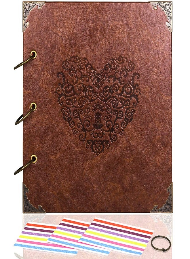 CenterZ Vintage Photo Album DIY Scrapbook - 10x10 inch 50 Pages Double Sided, PU Leather Cover Three-Ring Binder Picture Booth Albums with 6 Colors 306pcs Self Adhesive Photos Corners for Memory Keep - Image 1