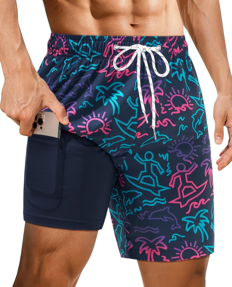 Men's Beach Swim Shorts 5-inch - Style 003