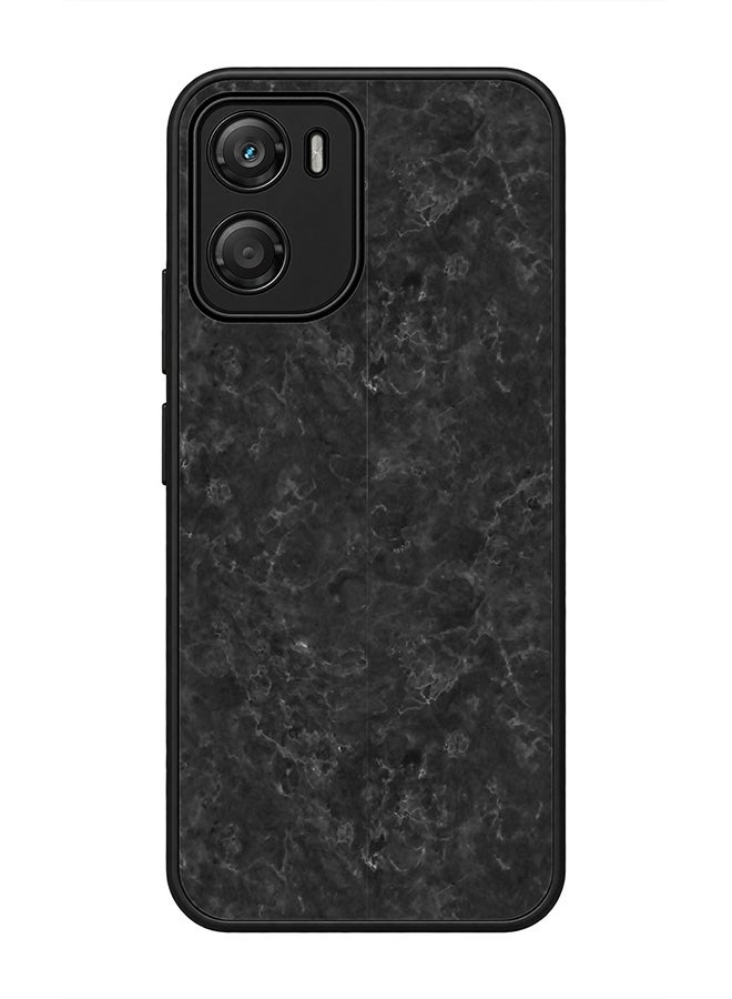 Stylizedd Rugged Case for Motorola Moto G06 / G06 Power- Slim Fit Hybrid Rubber Cover Marble Texture Black - Image 1