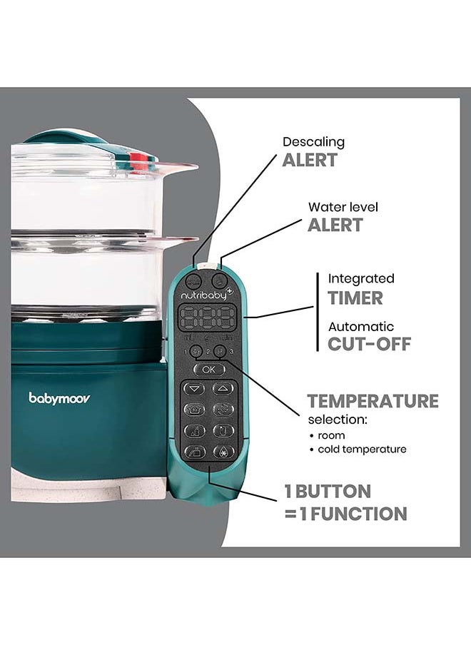 babymoov - Nutribaby(+) 6 - In - 1 Multi - Purpose Baby Food Processor, Steam Cooker, Multi - Speed Blender, Large Capacity, Ideal For Batch Cooking, Warmer, Defroster, Steriliser - Opal Green, 2L - Image 1