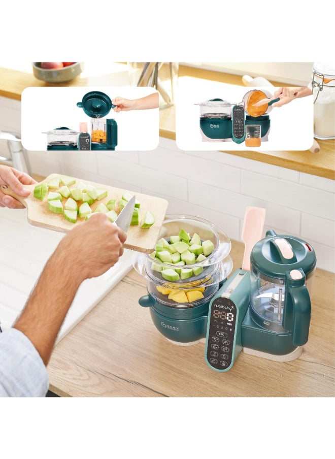 babymoov - Nutribaby(+) 6 - In - 1 Multi - Purpose Baby Food Processor, Steam Cooker, Multi - Speed Blender, Large Capacity, Ideal For Batch Cooking, Warmer, Defroster, Steriliser - Opal Green, 2L - Image 1