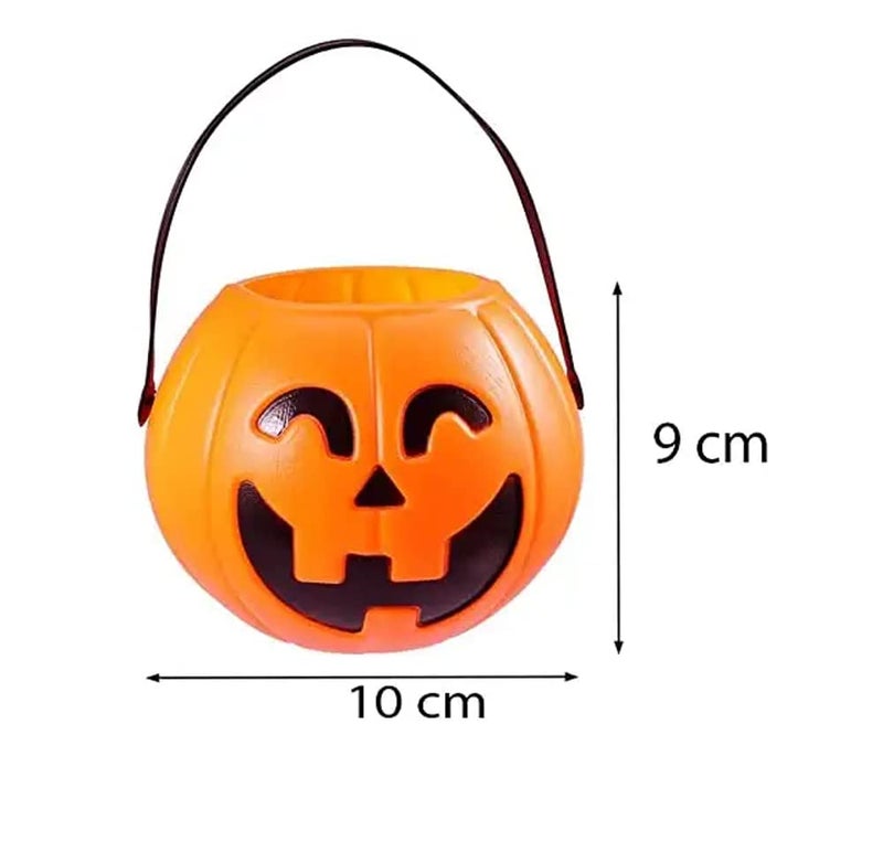 brown leaf Halloween Portable Medium Pumpkin Buckets Trick or Treat Pumpkin jack0OLantern Plastic Buckets for Party Favor Halloween Decoration Pack Of 1 - Image 2