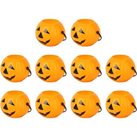 brown leaf Halloween Portable Medium Pumpkin Buckets Trick or Treat Pumpkin jack0OLantern Plastic Buckets for Party Favor Halloween Decoration Pack Of 1 - Image 5