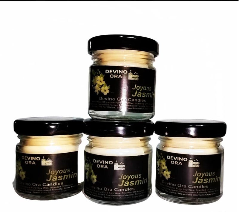 Devino Ora Scented Candles JasminCombo Set of 4 Aroma Soy Wax 4 X 60gms Each Scented Aromatic Strong Fragrance of Vanilla Jasmin Lavender and Rose up to 15 HoureBest Gift for Valentine Day - Image 1