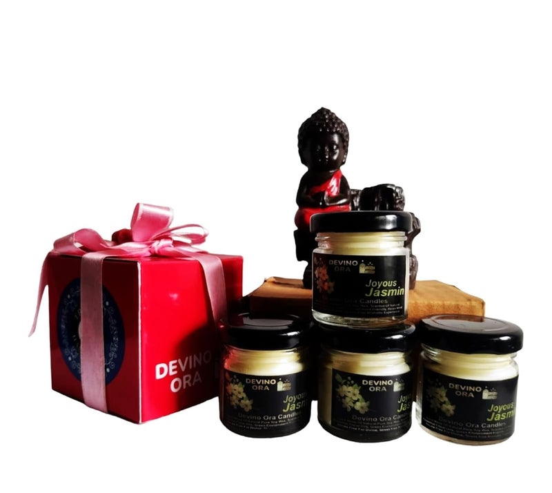 Devino Ora Scented Candles JasminCombo Set of 4 Aroma Soy Wax 4 X 60gms Each Scented Aromatic Strong Fragrance of Vanilla Jasmin Lavender and Rose up to 15 HoureBest Gift for Valentine Day - Image 2