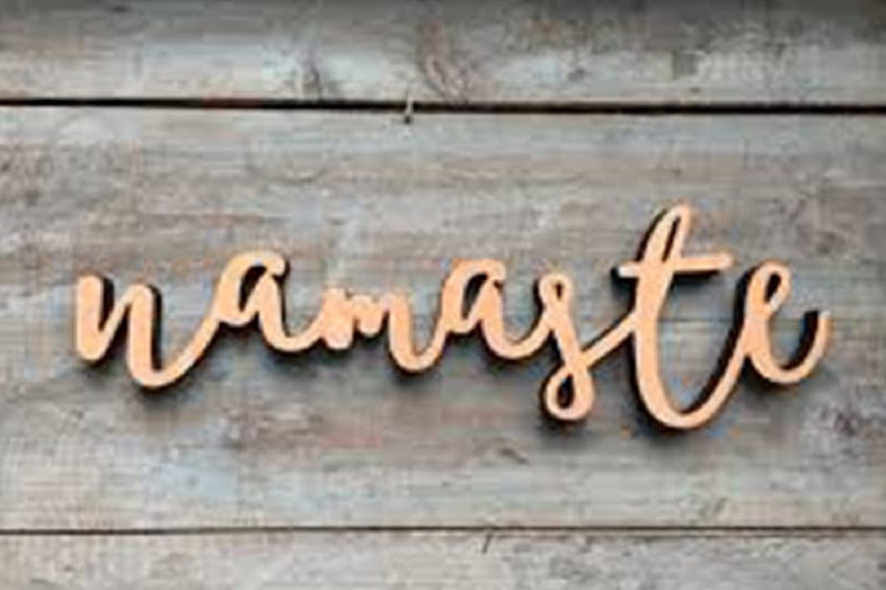 300Sparkles NAMASTE Cutout Home Room Party Wall Decoration Wall Art ArtCrafts Cutout BROWN 15 X 4 INCH - Image 1