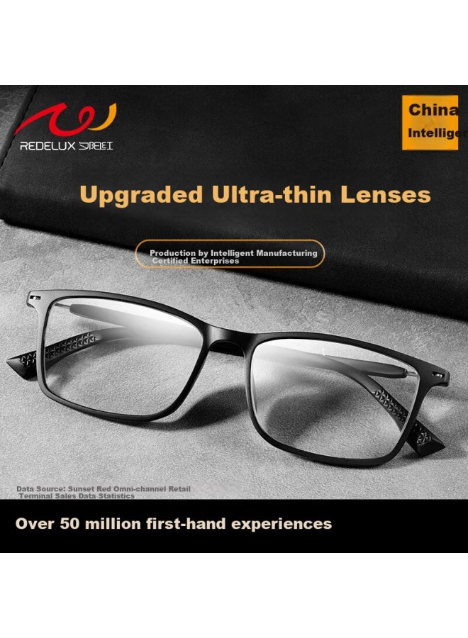 Sunset Red Classic Full Frame High Definition Blue Light Blocking Fashion Gl For Men And Women E9088black +3.50 Strength - Image 1